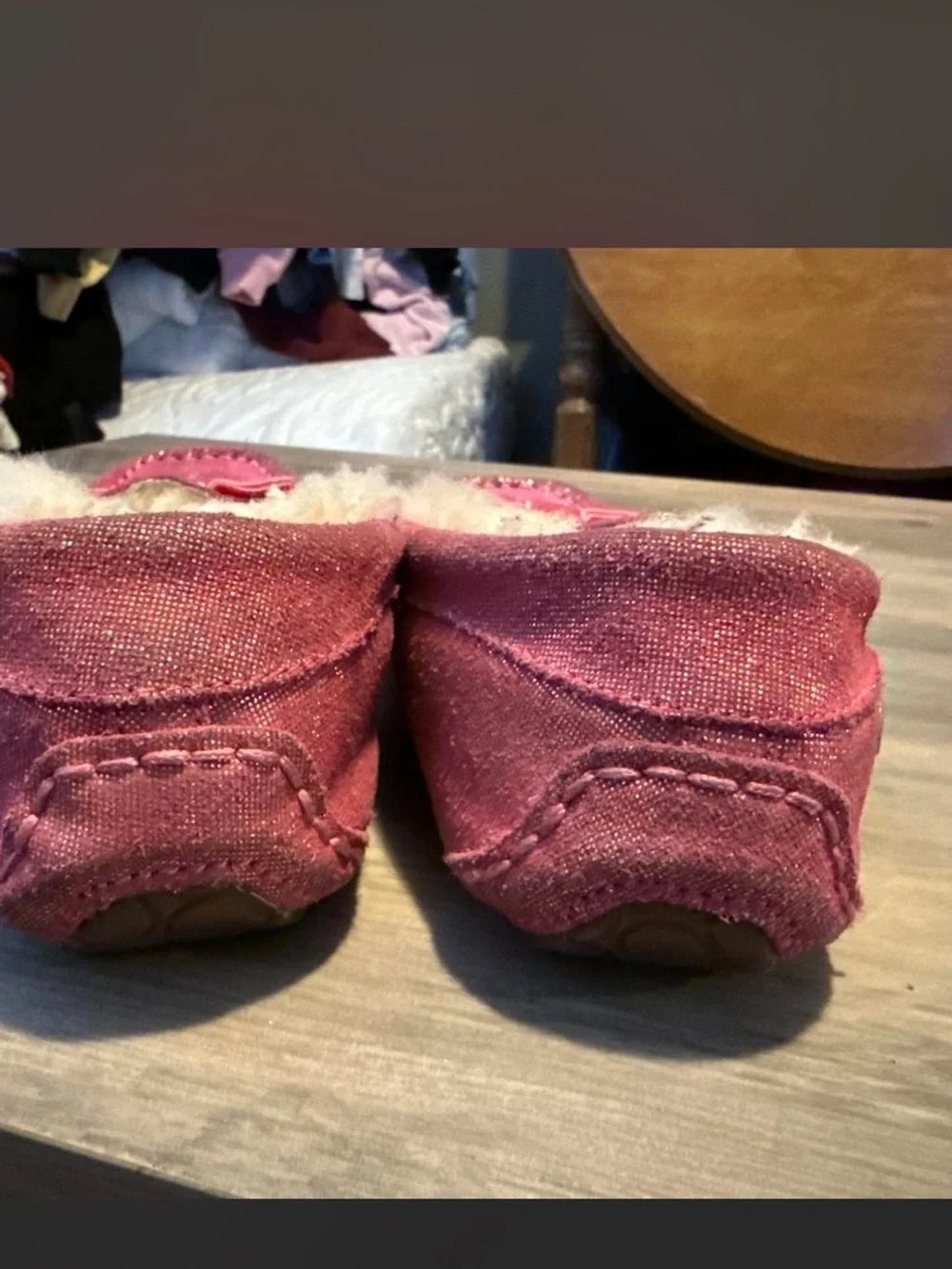 UGG Pink Girls Bow Moccasin Slippers